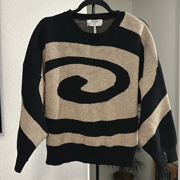 ONE TEASPOON BLACK SWIRL VORTEX JUMPER SWEATER Black &Tan with Thumb holes Sz XL - Picture 5 of 14